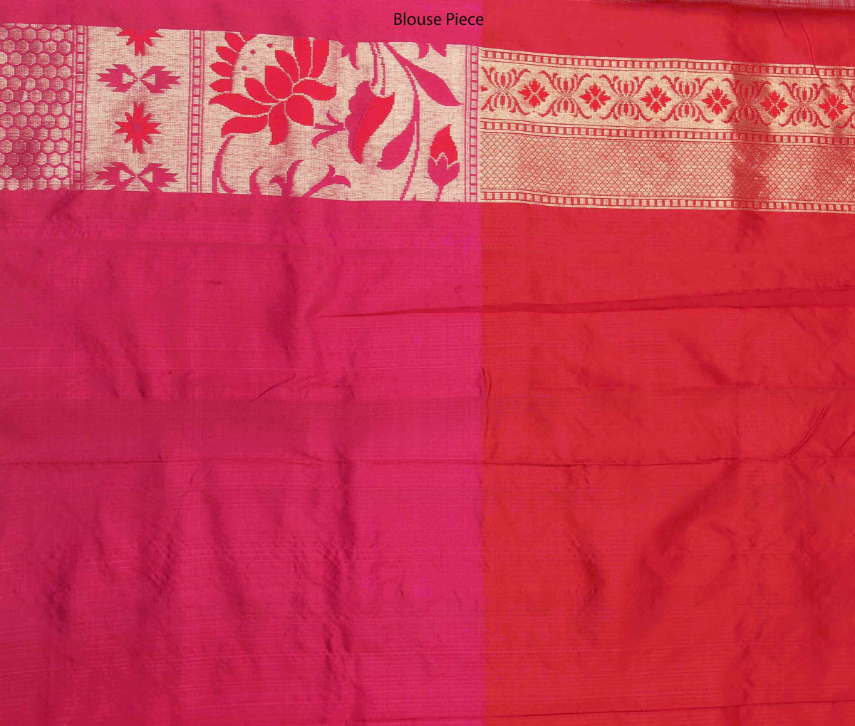 Red Katan Silk handwoven Banarasi saree with paithani border (4) Blouse