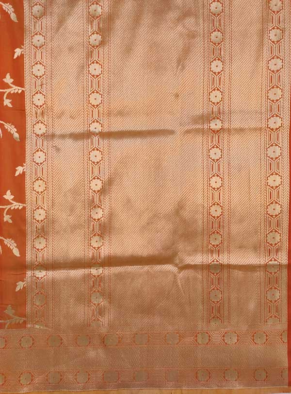 Rust Katan silk Handwoven Banarasi saree with meenedar birds jaal (5) pallu