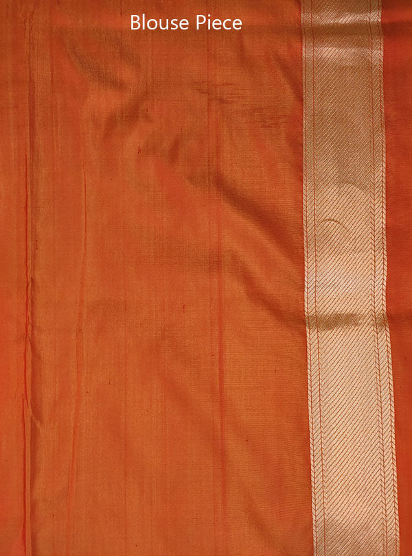 Rust Katan silk Handwoven Banarasi saree with meenedar birds jaal (6) blouse