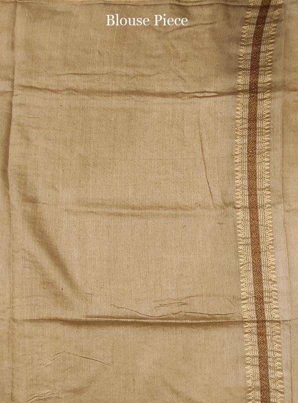 Rust Muga Silk Handwoven Banarasi saree with sun shape kadwa booti (4) blouse