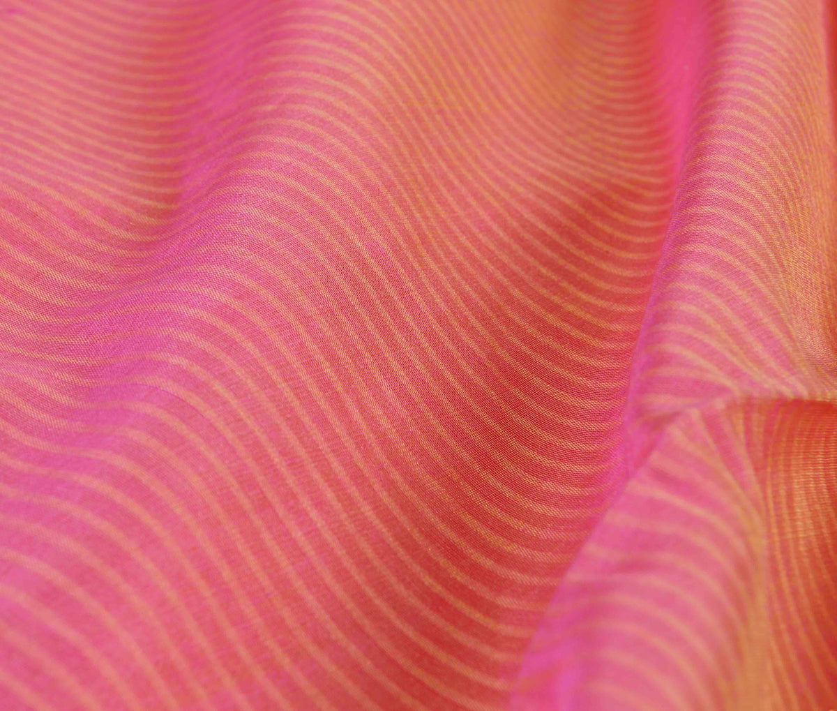 Salmon Cotton Banarasi saree with self stripes (3) closeup