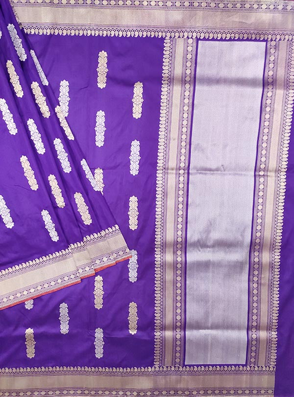 Voilet katan silk Banarasi saree with sona rupa stylized boota (1) main