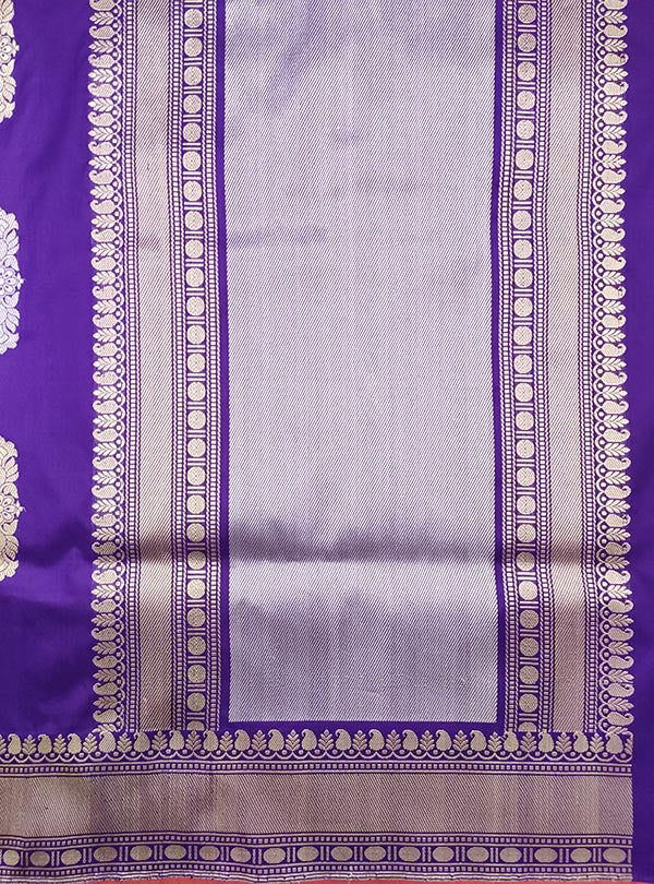 Voilet katan silk Banarasi saree with sona rupa stylized boota (4) anchal
