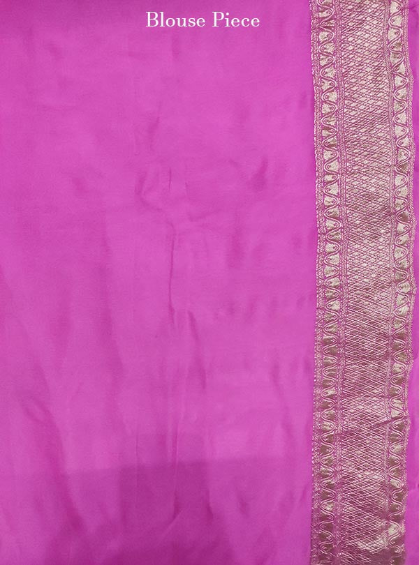 Yellow Khaddi georgette handwoven Banarasi saree with flower boota jaal (5) blouse