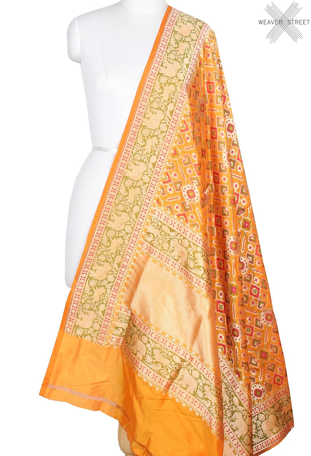 Yellow Katan Silk Banarasi dupatta with meenedar patola jaal (1) main