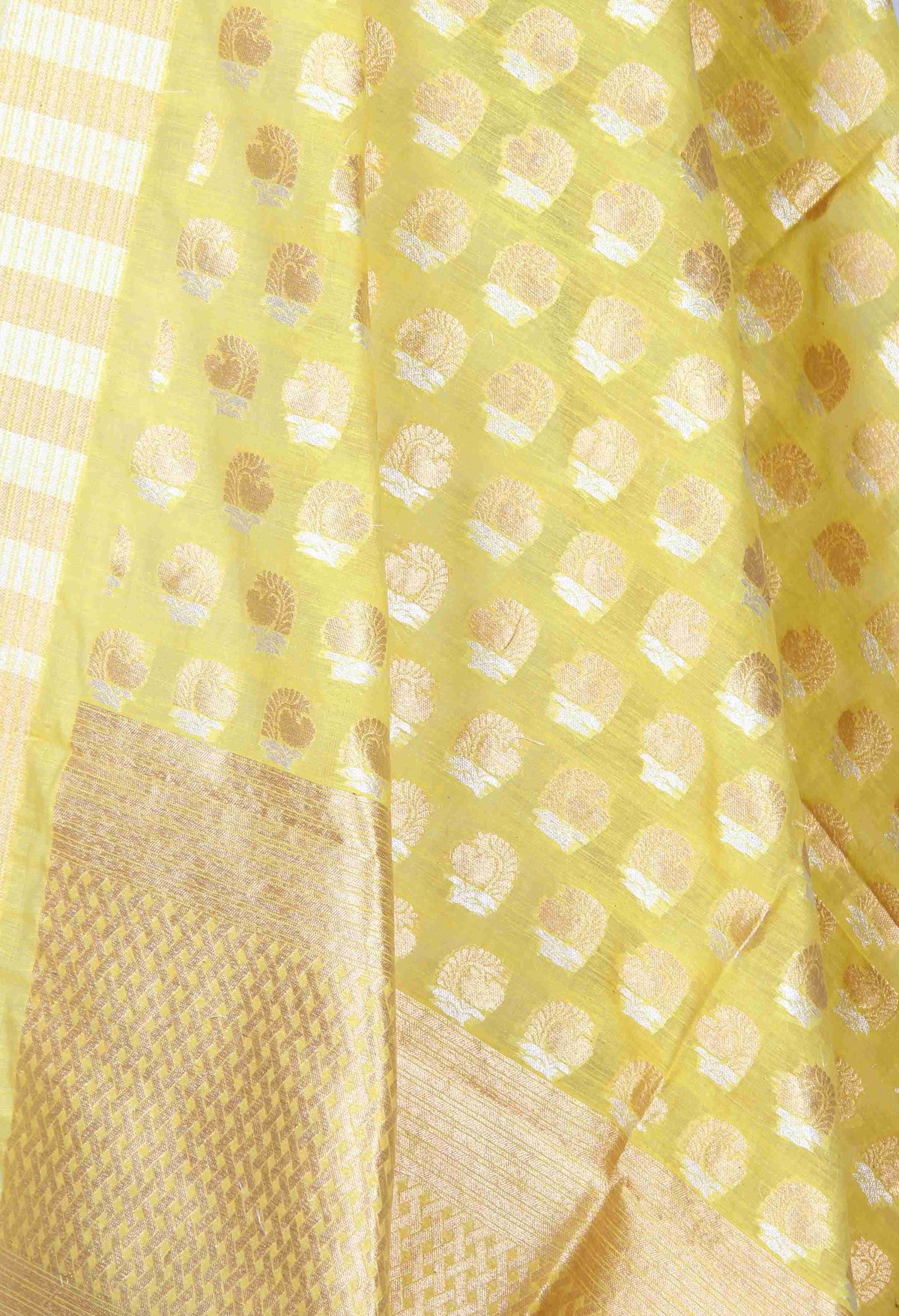 Yellow Silk Cotton Banarasi Dupatta with sona rupa stylized motifs (2) Close up